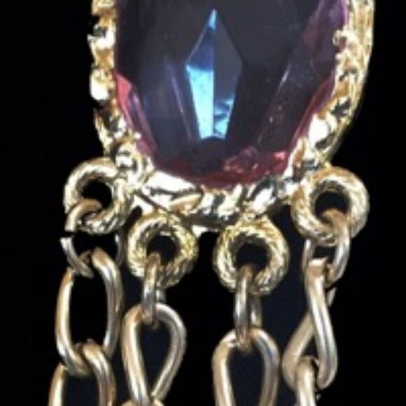 Huge Gold Multi Chain/Lucite Runway Necklace - Picture 6 of 8